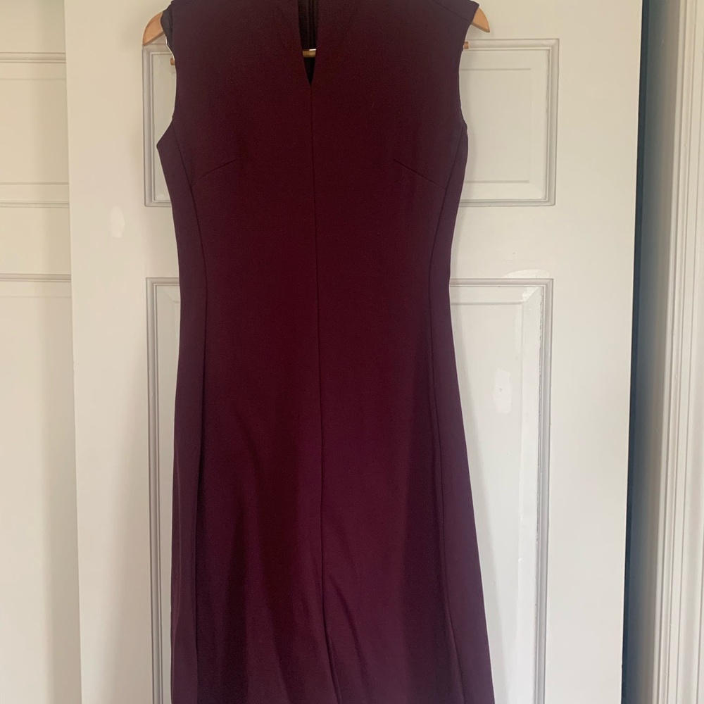 Red Sleeveless Crew Neck Sheath Midi Dress